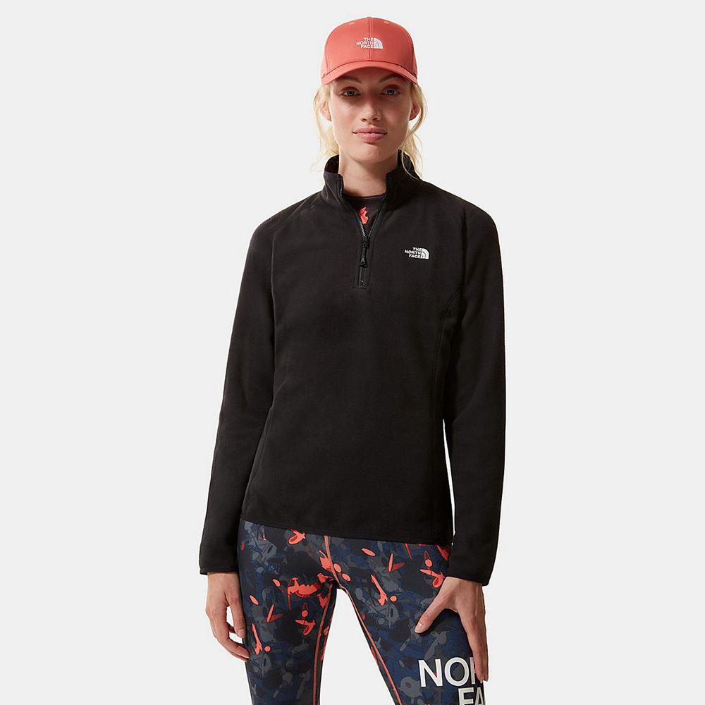 The North Face 100 Glacier Quarter-Zip Γυναικεια Fleece - Μαυρα (KXRZ74583)